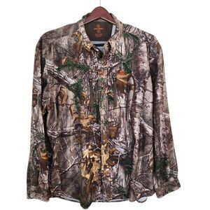 Game Winner Realtree Edge Camo Hunting Shirt Mens 3XL Button Up Zip Pockets